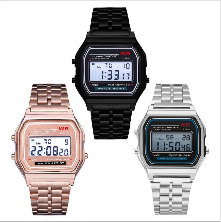 WR F91W Digital Electronic Watch Stainless Steel Band - Classic Retro LCD