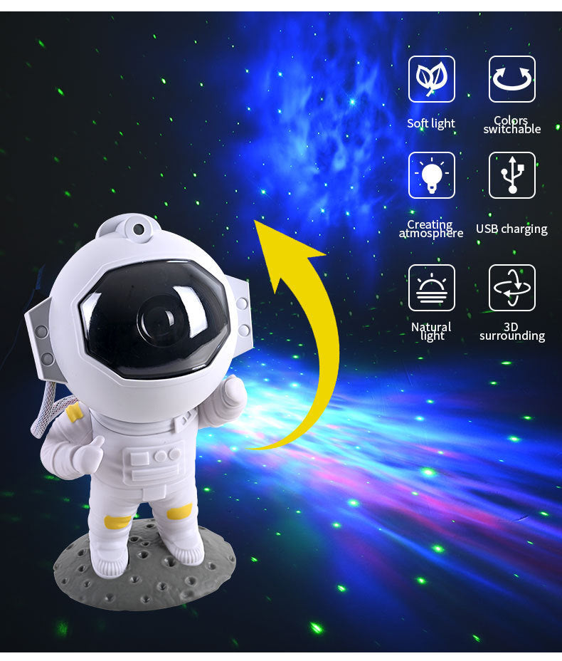 Galaxy Star Projector Starry Sky Night Light Astronaut Lamp Decoration Bedroom