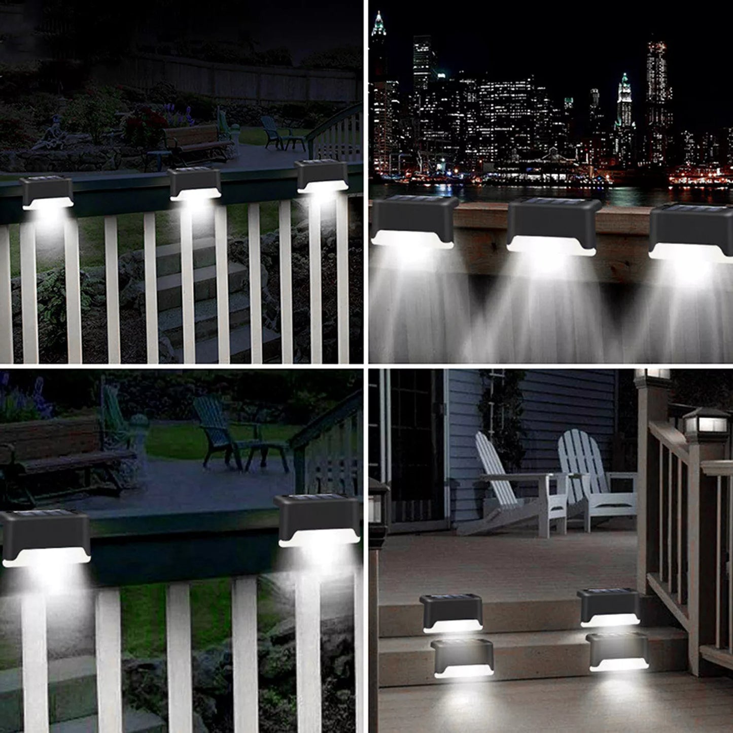 4 Solar LED Bright Deck Lights Outdoor Garden Patio Railing Decks